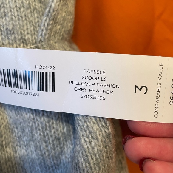 Chico’s Fair Isle Knit Sweater Crewneck  Size 16 XL Grey Heather Nordic NWT - Picture 6 of 9